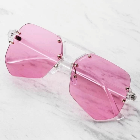 Shein Pink and Clear Lucite Sunglasses - Picture 3 of 5